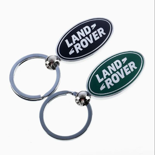Land Rover Metal Keychain – Premium Car Key Ring Key Holder for Defender, Discovery, Range Rover | Black & Green | 80mm