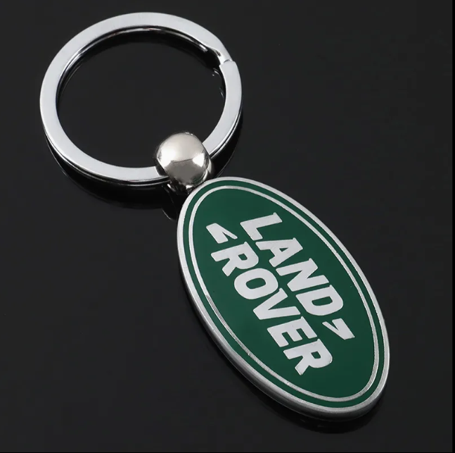 Land Rover Metal Keychain – Premium Car Key Ring Key Holder for Defender, Discovery, Range Rover | Black & Green | 80mm