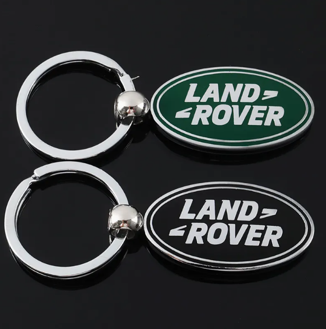 Land Rover Metal Keychain – Premium Car Key Ring Key Holder for Defender, Discovery, Range Rover | Black & Green | 80mm