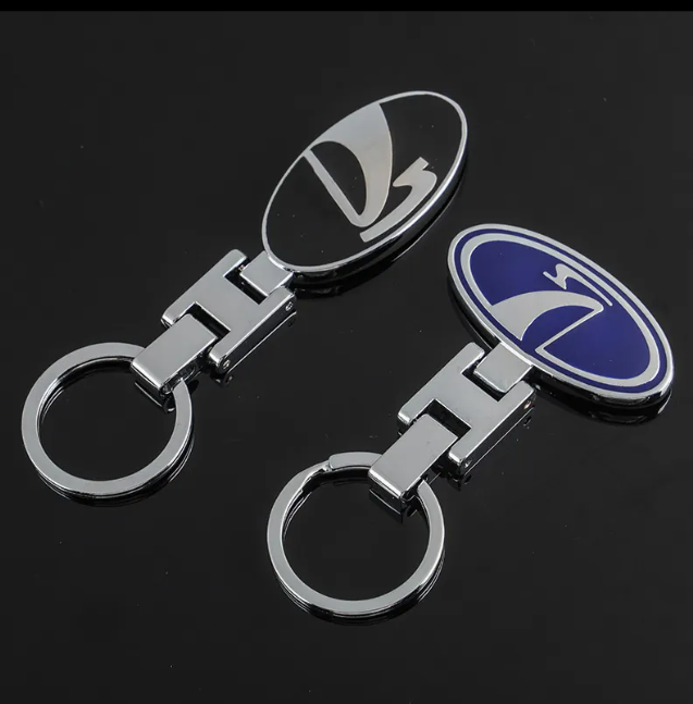 LADA Metal Keychain – Premium Car Key Ring Key Holder for LADA Niva, Vesta, Granta & Priora | Black & Blue | 78×45mm