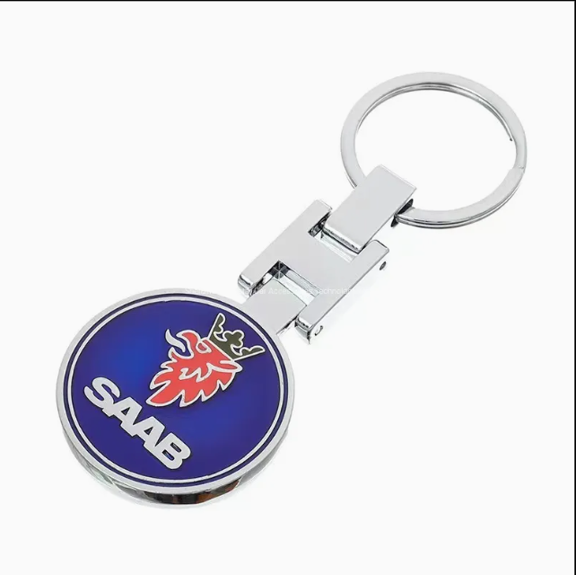 SAAB Metal Keychain – Premium Car Key Ring Key Holder for Saab 9-3, 9-5, 900 & 9000 | Blue & Red | 90×35mm