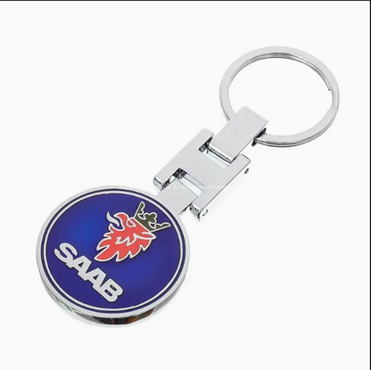 SAAB Metal Keychain – Premium Car Key Ring Key Holder for Saab 9-3, 9-5, 900 & 9000 | Blue & Red | 90×35mm