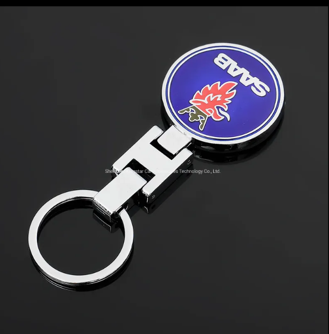 SAAB Metal Keychain – Premium Car Key Ring Key Holder for Saab 9-3, 9-5, 900 & 9000 | Blue & Red | 90×35mm