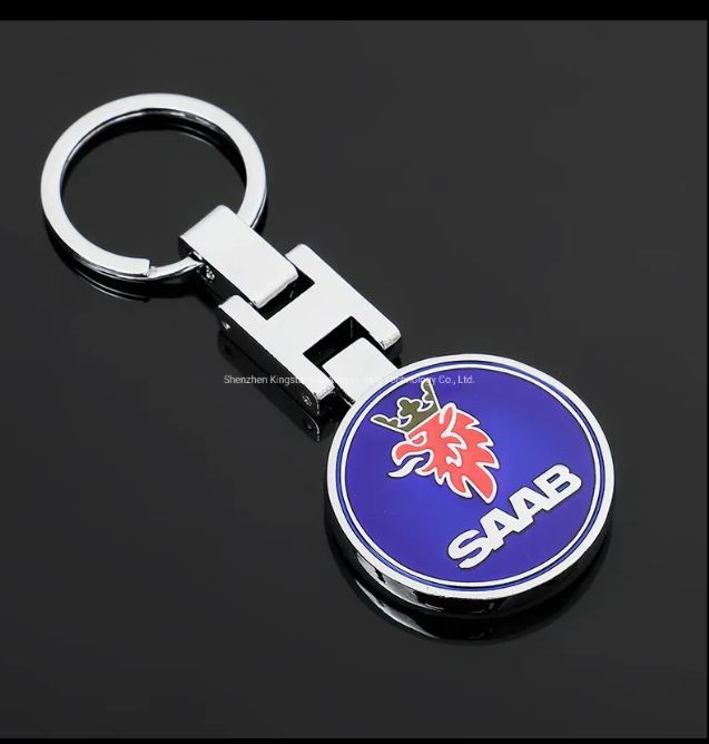 SAAB Metal Keychain – Premium Car Key Ring Key Holder for Saab 9-3, 9-5, 900 & 9000 | Blue & Red | 90×35mm