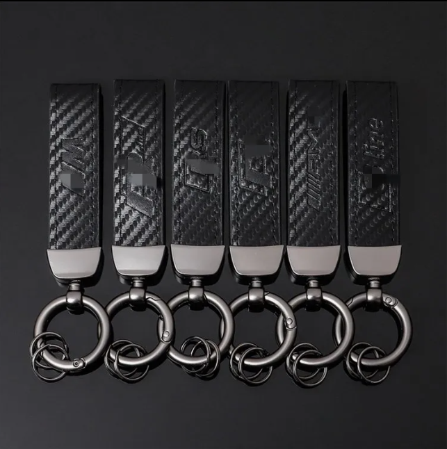 Performance Car Logo Metal Keychain – BMW M, AMG, Audi RS, S Line, VW R-Line & R Key Ring | Black | 132mm