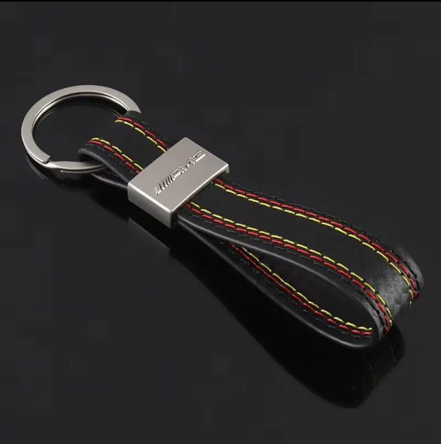Middle Style Car Keychain | AMG & S Line Red/Yellow Stripe, ///M Metal Key Ring | Premium Auto Keychain (120mm, 18g)