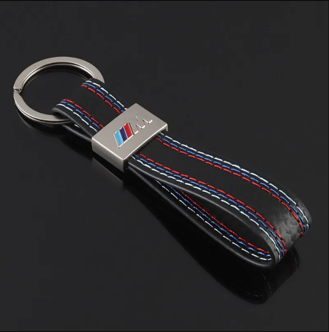 Middle Style Car Keychain | AMG & S Line Red/Yellow Stripe, ///M Metal Key Ring | Premium Auto Keychain (120mm, 18g)