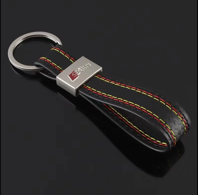 Middle Style Car Keychain | AMG & S Line Red/Yellow Stripe, ///M Metal Key Ring | Premium Auto Keychain (120mm, 18g)
