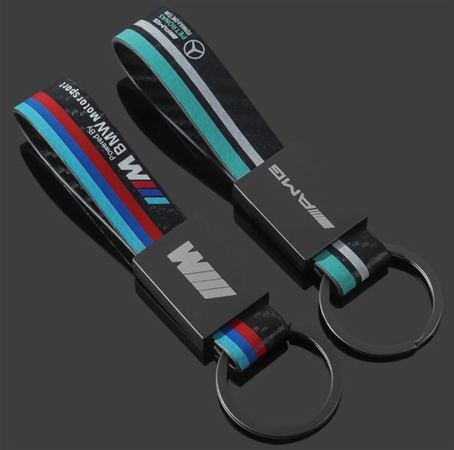 Rectangle Black Metal Car Keychain | AMG & ///M Premium Key Ring | Luxury Auto Keychain Gift (130mm, 31g)