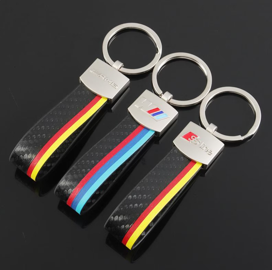 Arch Hook Colored Leather Car Keychain | AMG, ///M & S Line Metal Key Ring | Premium Auto Keychain Gift (115mm, 19g)