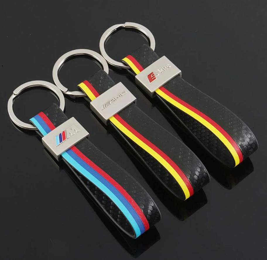 Middle Stripe Colored Tape Car Keychain | AMG, ///M & S Line Metal Key Ring | Premium Auto Keychain Gift (120mm, 18g)