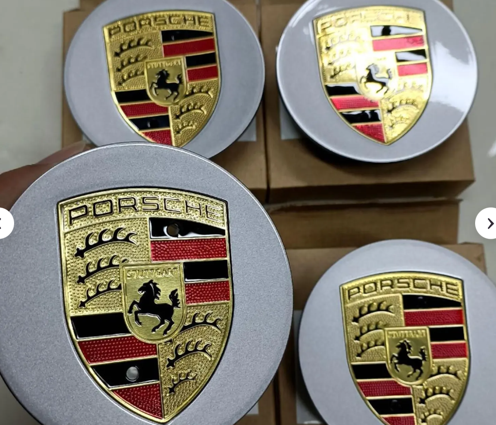Porsche Silver Wheel Center Caps Set of 4 – 76mm OEM Style Hub Caps Replacement for Porsche Wheels