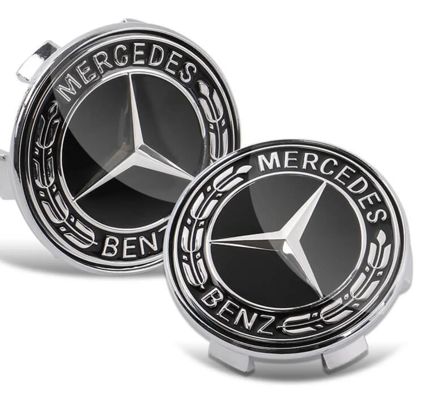 Mercedes-Benz Floating Wheel Center Caps Set – Self-Leveling Upright Star Logo Rim Center Caps | OEM Style Wheel Hub Caps (Set of 4)