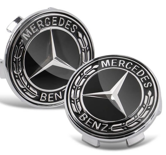 Mercedes-Benz Floating Wheel Center Caps Set – Self-Leveling Upright Star Logo Rim Center Caps | OEM Style Wheel Hub Caps (Set of 4)