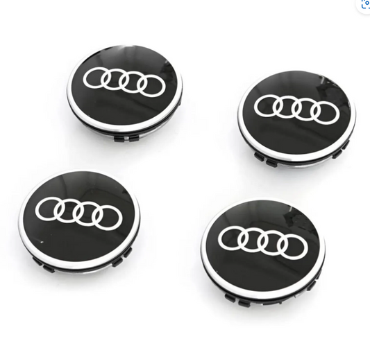 Audi Floating Wheel Center Caps 61mm – Self-Leveling Logo Hub Caps | OEM Style Rim Emblem Covers (Set of 4)