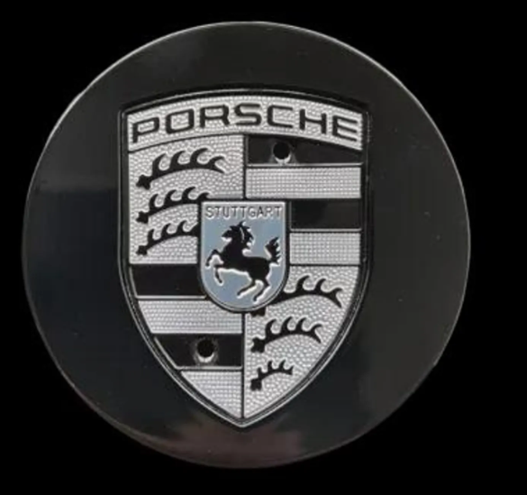 Porsche Wheel Center Caps – Black & Gray Uncolored Logo | OEM Style Hub Caps 65mm & 76mm (Set of 4)