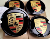 Gloss Black Porsche Wheel Center Caps 76mm – OEM Style ABS Hub Emblems Replacement Set of 4