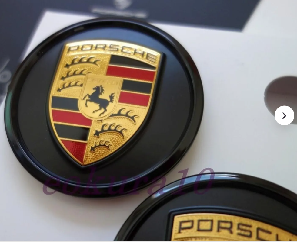Gloss Black Porsche Wheel Center Caps 76mm – OEM Style ABS Hub Emblems Replacement Set of 4