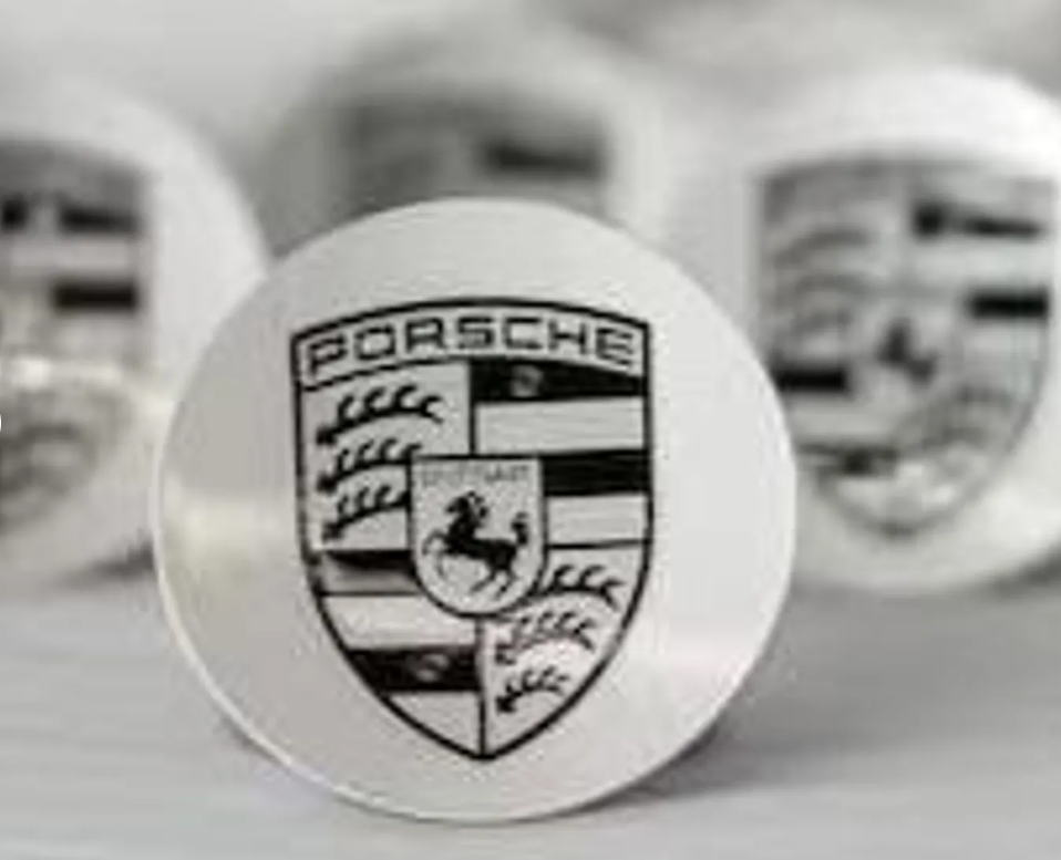 Porsche Wheel Center Caps Set – Silver Uncoloured Logo OEM Style Replacement Hub Caps | 65mm & 76mm (Set of 4)