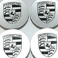 Porsche Wheel Center Caps Set – Silver Uncoloured Logo OEM Style Replacement Hub Caps | 65mm & 76mm (Set of 4)