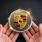 Porsche Wheel Center Caps Set of 4 – 76mm Grey Emblem with Silver Ring OEM Style Replacement Hub Caps