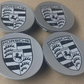 Porsche Wheel Center Caps 76mm – OEM Style Gray Hub Covers Replacement Set of 4
