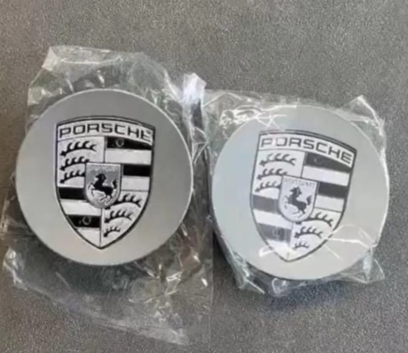 Porsche Wheel Center Caps 76mm – OEM Style Gray Hub Covers Replacement Set of 4
