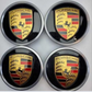 Porsche Wheel Center Caps 76mm – Black & Silver Chrome OEM Style Hub Caps Replacement Set of 4
