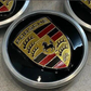 Porsche Wheel Center Caps 76mm – Black & Silver Chrome OEM Style Hub Caps Replacement Set of 4