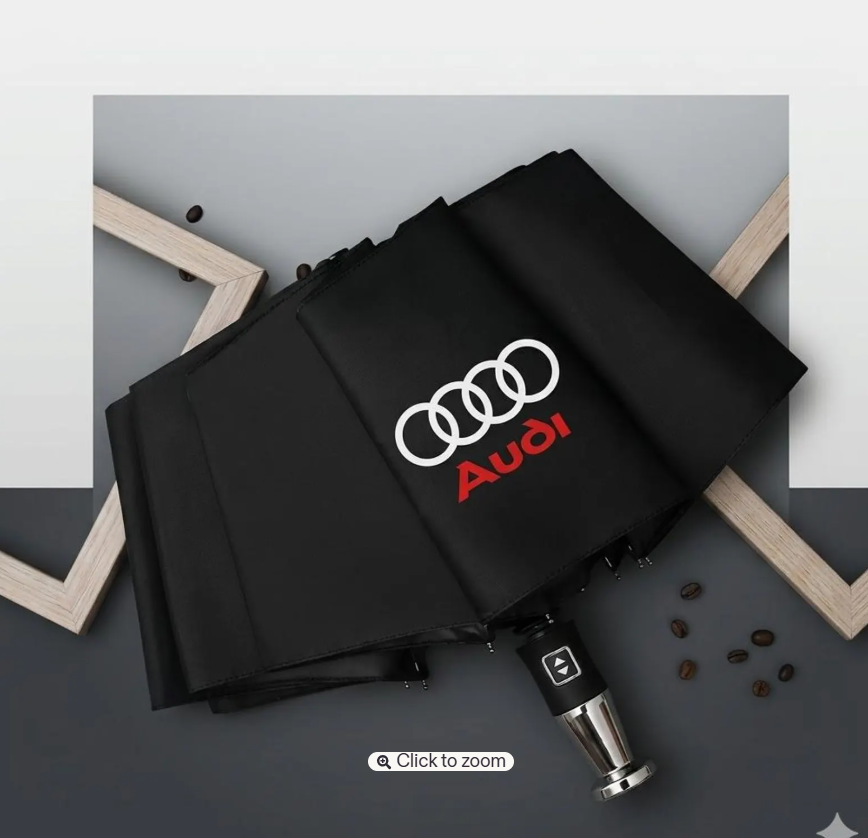 Audi Auto Open Close Folding Umbrella – Windproof Travel Umbrella with Audi Logo | Luxury Gift for Car Enthusiasts