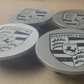 Porsche Wheel Center Caps 76mm – Gray & Black OEM Style Hub Caps Replacement Set of 4