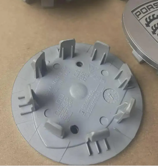 Porsche Wheel Center Caps 76mm – Gray & Black OEM Style Hub Caps Replacement Set of 4