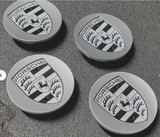 Porsche Wheel Center Caps 76mm – Gray & Black OEM Style Hub Caps Replacement Set of 4