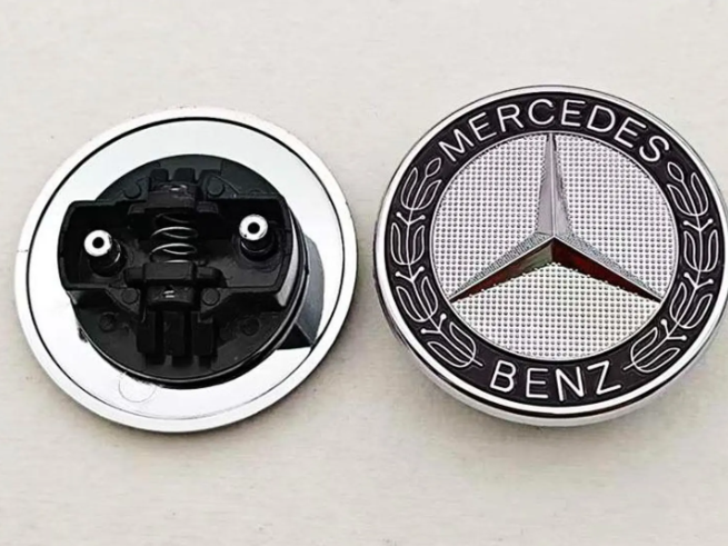 Mercedes Benz 57mm Hood Emblem Replacement – AMG Brabus Matte Glossy Black Star Badge for C E S CLA CLS GLA GLC GLK ML GL Class