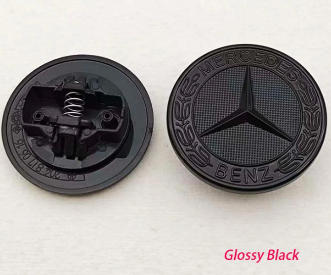 Mercedes Benz 57mm Hood Emblem Replacement – AMG Brabus Matte Glossy Black Star Badge for C E S CLA CLS GLA GLC GLK ML GL Class
