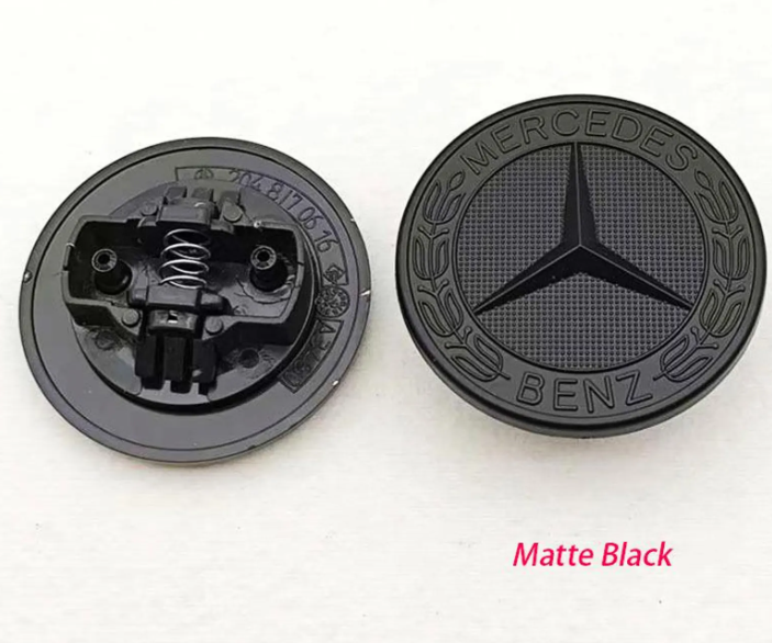 Mercedes Benz 57mm Hood Emblem Replacement – AMG Brabus Matte Glossy Black Star Badge for C E S CLA CLS GLA GLC GLK ML GL Class
