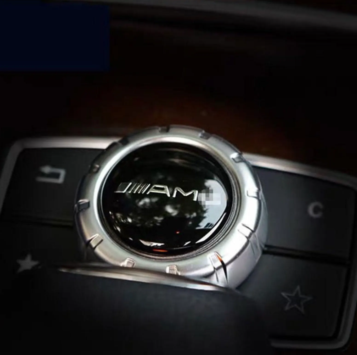Mercedes Benz 29mm Media Button Sticker – AMG, Brabus & Affalterbach Multimedia Control Button Decal | Premium Aluminum Interior Trim