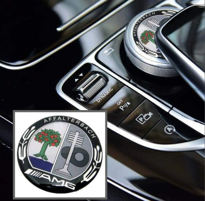 Mercedes Benz 29mm Media Button Sticker – AMG, Brabus & Affalterbach Multimedia Control Button Decal | Premium Aluminum Interior Trim