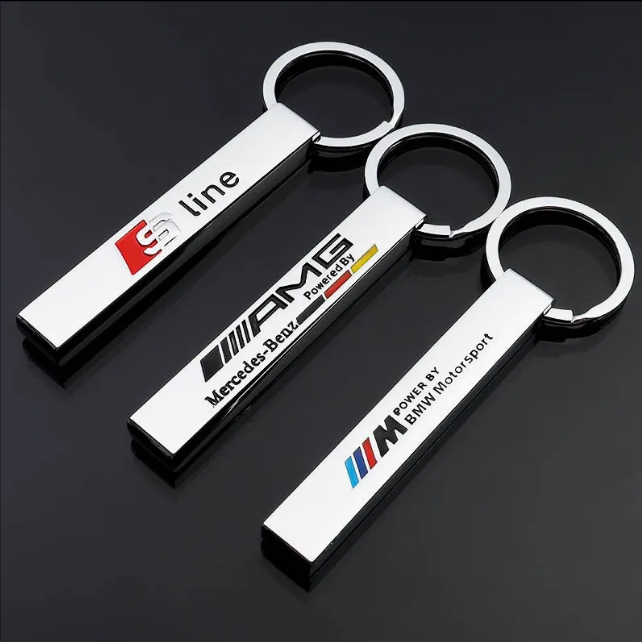 S Line / M / AMG Metal Strip Keychain – Premium Car Keyring for Audi S Line, BMW M & Mercedes AMG | 92mm