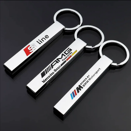 S Line / M / AMG Metal Strip Keychain – Premium Car Keyring for Audi S Line, BMW M & Mercedes AMG | 92mm