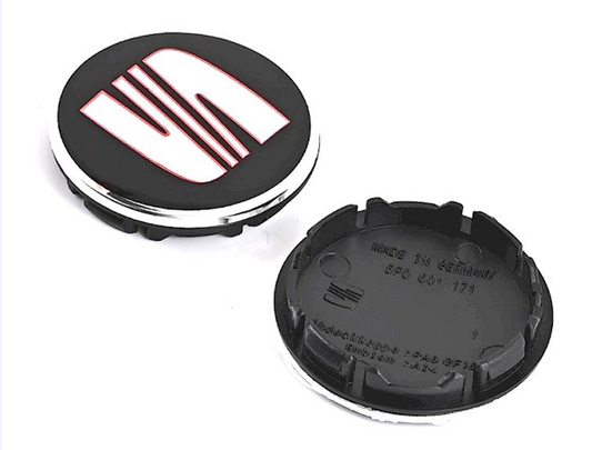 SEAT Wheel Center Caps Set of 4 – 55mm & 63mm OEM Style Replacement Hub Caps for SEAT Alloy Wheels – Premium ABS Rim Center Covers