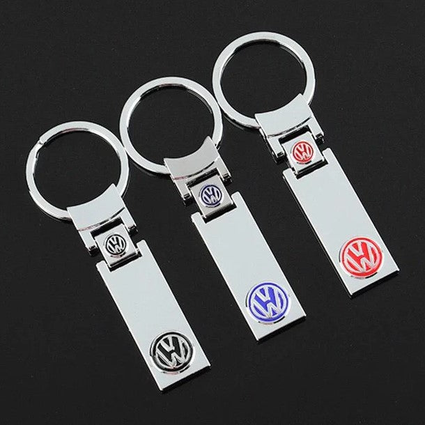 VW Metal Keychain – Premium Volkswagen Logo Key Ring | Black, Red & Blue | 88mm x 27g Car Key Chain Accessory