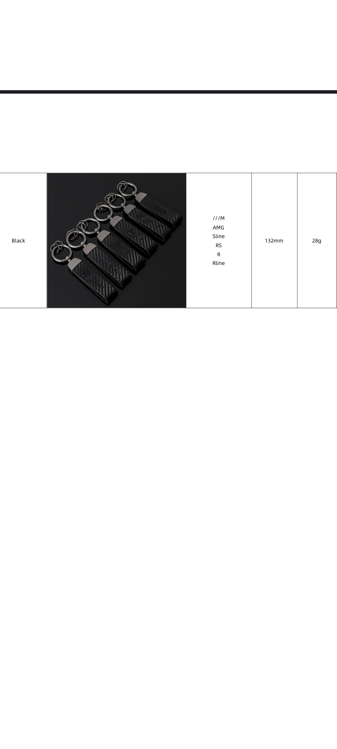 Performance Car Logo Metal Keychain – BMW M, AMG, Audi RS, S Line, VW R-Line & R Key Ring | Black | 132mm