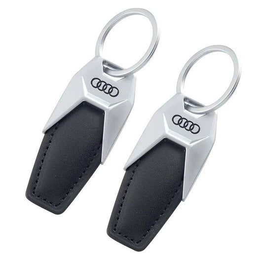 Audi Metal Keychain – Premium Audi Logo Key Ring | Black & Silver | 95mm x 28g Luxury Car Key Chain Accessory