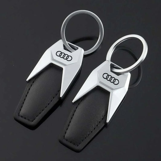 Audi Metal Keychain – Premium Audi Logo Key Ring | Black & Silver | 95mm x 28g Luxury Car Key Chain Accessory