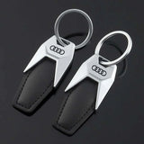 Audi Metal Keychain – Premium Audi Logo Key Ring | Black & Silver | 95mm x 28g Luxury Car Key Chain Accessory