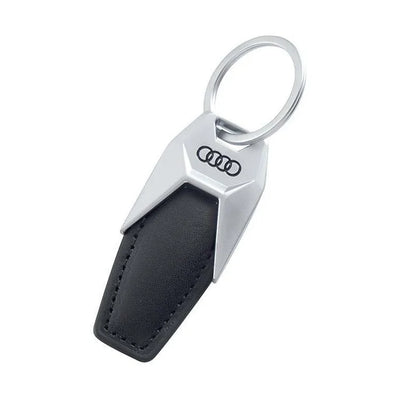 Audi Metal Keychain – Premium Audi Logo Key Ring | Black & Silver | 95mm x 28g Luxury Car Key Chain Accessory