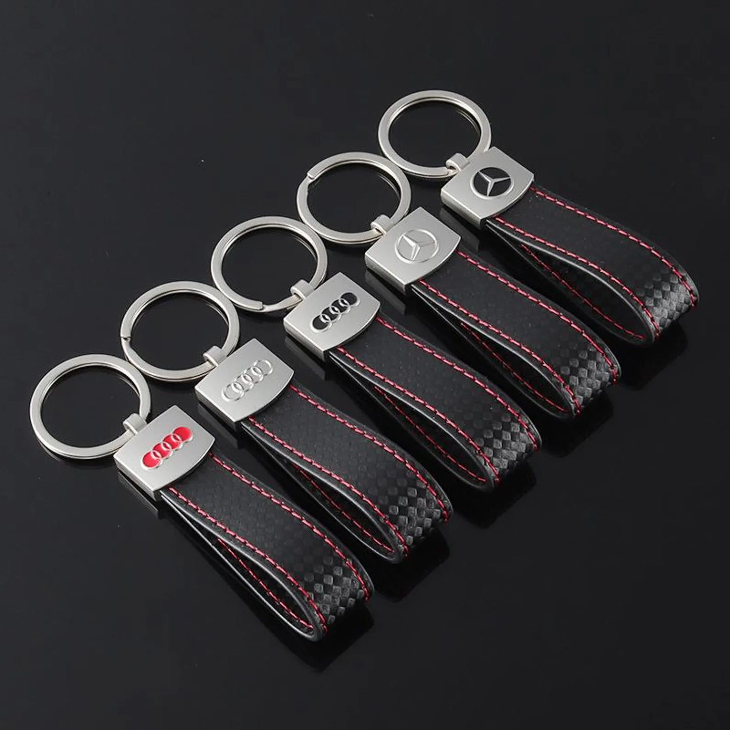 Luxury Metal Car Keychain – Audi & Mercedes-Benz Key Ring – Premium Key Holder in Black & Silver