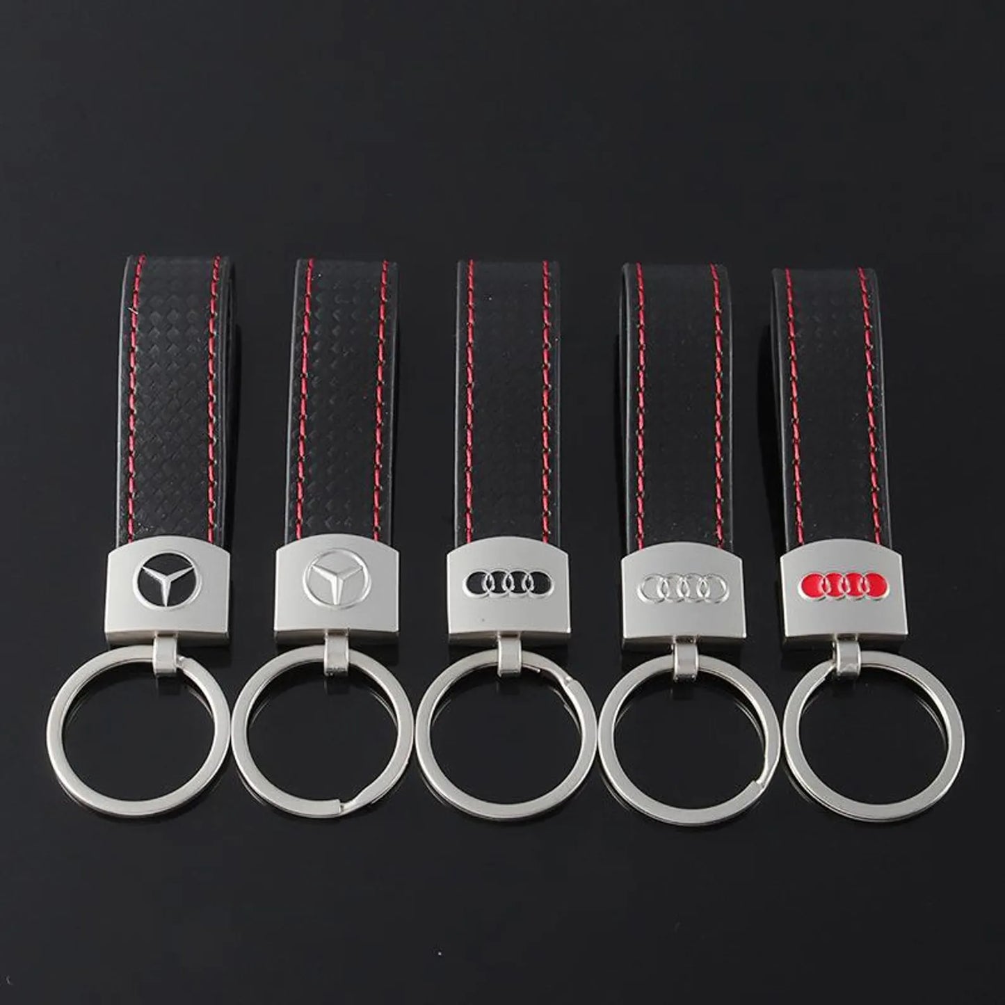 Luxury Metal Car Keychain – Audi & Mercedes-Benz Key Ring – Premium Key Holder in Black & Silver