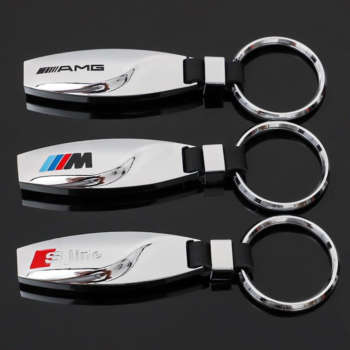 Teardrop Zinc Alloy Car Keychain – Premium Metal Key Ring for AMG, ///M & S Line – Luxury Automotive Key Holder